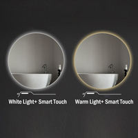 Cermin Pintar Bluetooth Dinding Kamar Mandi Modern Berlampu dengan Bingkai Aluminium Alloy, Sensor Sentuh, Anti Embun, LED, untuk Apartemen