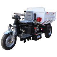 Mini-dumper diesel, petit tricycle diesel à 3 roues pour l'exploitation minière et la livraison, capacité de 1000 kg, démarrage électrique, frein à huile