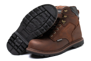 Bottes de travail en cuir de vachette vintage faites à la main avec protection d'été pour hommes à bout en acier élégant pour les saisons d'hiver et d'automne - Product Image 3