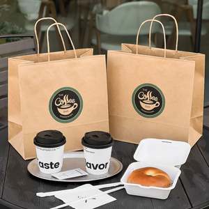 Sacs en papier kraft personnalisables pour café et thé au lait, avec poignée torsadée, biodégradables, recyclables et écologiques, vente en gros sur mesure - Product Image 6