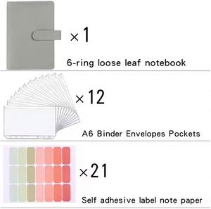 Carpeta de Cuero PU A5, Carpeta Organizadora con Sobres para Dinero en Efectivo, Planificador, Bolsillos, Etiquetas Adhesivas para Categorías, para Ahorrar Dinero - Product Image 3