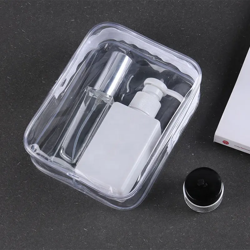 Aangepaste Plastic Case Grote Capaciteit Reizen Rits Doorzichtige Pvc Tassen Transparante Toilettas Cosmetische Make-Up Tas Bulk