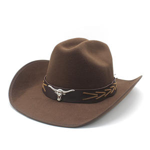 Chapeaux de cowboy en feutre occidental à la mode, vente en gros, chapeau de cowboy blanc à large bord, chapeau de cowboy vintage pour femmes et hommes, vente à prix réduit - Product Image 1