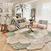 Tapis et carpettes haut de gamme de style français, vert sauge mat, à motifs irréguliers, tuftés à la main, pour salon et chambre.
