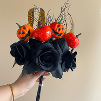 Décoration de fête d'Halloween transfrontalière en soie noire, thème rose, citrouille et fantôme, pour intérieur/extérieur ; Accents de branche pour Thanksgiving