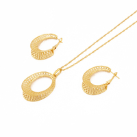 Ensembles de bijoux en or éthiopien 24k grand pendentif collier boucle d'oreille femmes africaines érythrée mariage ensemble de mariée