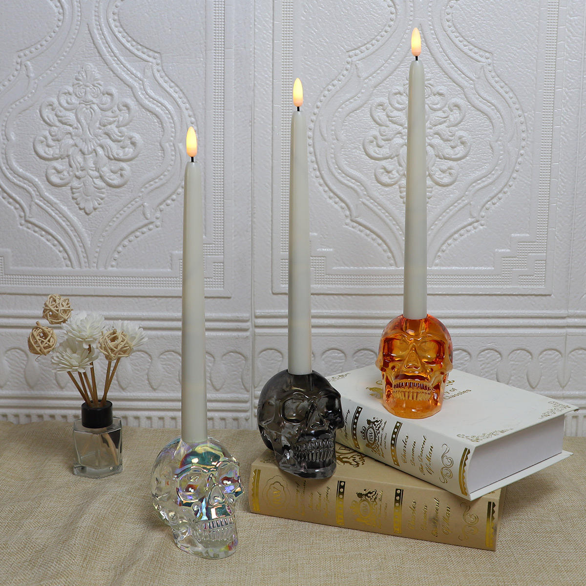 6 Portacandele In Vetro Argentato Adolpha - Per Candele A Stelo, Stile Vintage - Foto 9