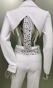 <span class=keywords><strong>Ensemble</strong></span> bandage pour <span class=keywords><strong>femme</strong></span> avec diamants <span class=keywords><strong>de</strong></span> luxe sexy, veste courte dos nu et <span class=keywords><strong>pantalon</strong></span> crayon 2 pièces, tenue <span class=keywords><strong>de</strong></span> <span class=keywords><strong>soirée</strong></span> - Product Image 4