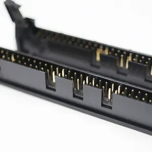 Conector de ângulo reto para placa PCB, amostras grátis espaçadas de 2,54 mm, altura de 06-64 pinos, 27,5 mm, eixo de ejeção de fileira dupla