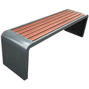 Banc public extérieur écologique en bois massif et métal, résistant à l'eau, pour patio, <span class=keywords><strong>jardin</strong></span>, parc - Product Image 1