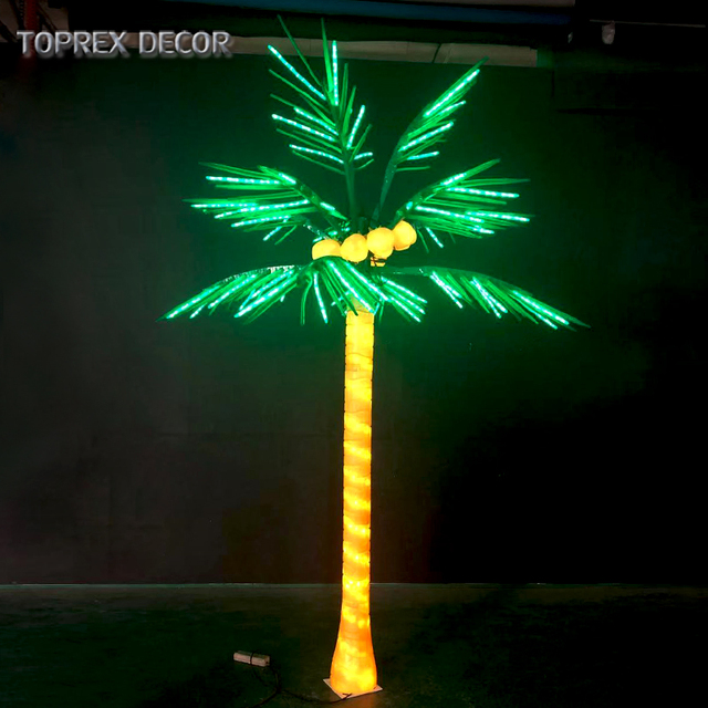 Outdoor Christmas Holiday Lighted Palm Led Tree Rgb Color Changing Lighted 10 Foot Artificial Coconut Palm Tree With Lights