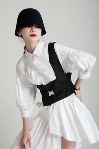 Top vente été mode nouvelle <span class=keywords><strong>coupe</strong></span> irrégulière à volants lanterne manches chemise ample robe <span class=keywords><strong>2022</strong></span> - Product Image 5