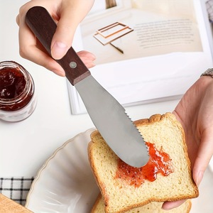 Couteau à fromage à lame dentelée en acier inoxydable avec manche en bois pour couper le fromage et le beurre, fourchette à fromage, couteau, ustensile de cuisine domestique - Product Image 1