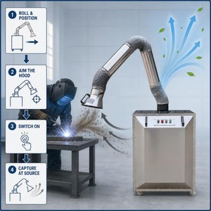 Collecteur de fumée de soudage portable en acier inoxydable, purificateur <span class=keywords><strong>d</strong></span>'<span class=keywords><strong>air</strong></span> industriel, bras <span class=keywords><strong>d</strong></span>'extraction flexible, <span class=keywords><strong>extracteur</strong></span> de fumée de soudage - Product Image 1