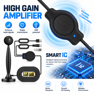Antena de TV Digital para Interiores de 30dBi con Amplificador VHF UHF, Base Magnética, Cable de 5m para HDTV, OEM ODM, Directo de Fábrica - Product Image 3