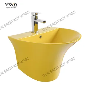 OYN衛生陶器手洗い洗面器セラミック壁掛け洗面器マット黄色艶をかけられた洗面台シンクバスルーム用