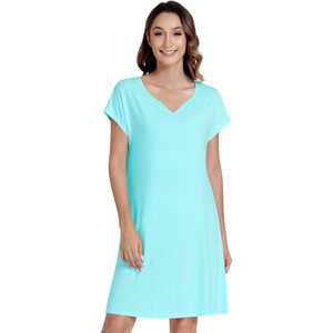 Camisón de Bambú y Viscosa para Mujer, Manga Corta, Suave, Ropa de Dormir Informal - Product Image 1