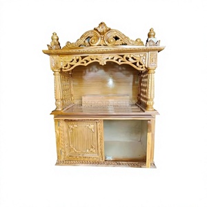 Templo de Madera de Teca de Alta Gama con Almacenamiento, Tamaño Mediano, Mandir de Madera Sólida para Hogares, Villas y Oficinas con Cajones, Unidad de Puja en Venta - Product Image 1