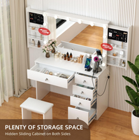 Meilleure vente Coiffeuse moderne pour chambre principale, petite, avec rangement 5 tiroirs, personnalisable, vente en gros, en bois blanc de haute qualité
