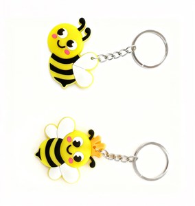 Милая пчела классный дизайн привлекательный индивидуальный плюшевый аниме самообороны кожаный акриловый резиновый брелок с коробкой - Product Image 6