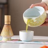 Ensemble portable de bol à matcha en céramique de porcelaine de Dehua avec sac à thé, design national tendance pour la cérémonie du thé, marque Qh
