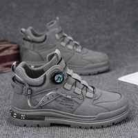 Nouvelle Arrivée Vente en Gros Bottes de Sécurité Antidérapantes Montantes Style Britannique Rétro en Cuir à Plateforme Chaussures Décontractées pour Hommes Automne
