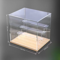 Vitrine de présentation en acrylique transparent avec base en bois pour figurines, boîte à collectionner anti-poussière, présentoir de bureau