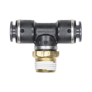 SMC KV2T Push In Quick Coupler Brass Pneumatic Tee External Thread Center Hole Industrial Use - Product Image 1