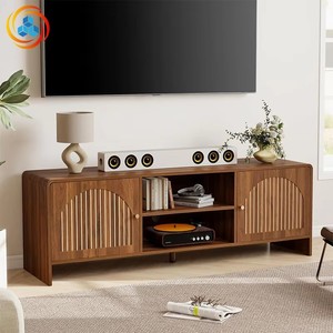Simple Modern Rounded <b>Corner</b> <b>TV</b> <b>Stand</b>,Particle Board Media Console with Storage&Rounded Edges for Mid-Century Modern Living Room - Product Image 1