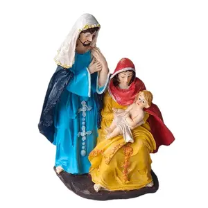 سلسلة مخصصة من الراتنج مكونة من ثلاثة أجزاء لتزيين بيت المسيح والعذراء مريم وهدايا تزيين الميلاد