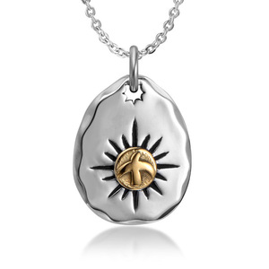 Eagle Pendant <b>Necklace</b> Stainless Steel Gold Tone Animal Zodiac Bezel Setting Gift SP553 - Product Image 1