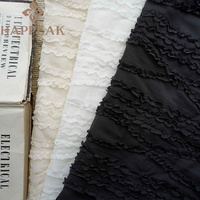 Tissu en Chiffon Transparent à Volants Rayés HAPPEAK, Tissu en Tulle à Volants 3D pour Robe de Soirée Femme