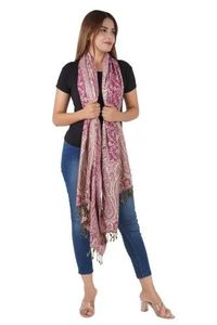 Étole longue ethnique en viscose douce tissée avec texture élégante, idéale pour femme, pour le bureau et le style quotidien - Product Image 3