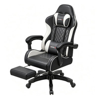 Chaise de jeu ergonomique avec repose-pieds, chaise d'ordinateur inclinable à dossier haut, chaise de bureau de course avec soutien lombaire pour le bureau à domicile