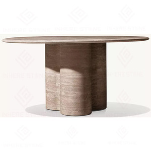 โต๊ะรับประทานอาหารทรงกลมหินอ่อนตกแต่งแบบสั่งทำพิเศษ ขาโต๊ะแข็งแรง ดีไซน์ร่วมสมัย โต๊ะอาหารหินอ่อนธรรมชาติ เฟอร์นิเจอร์ห้องครัว - Product Image 2