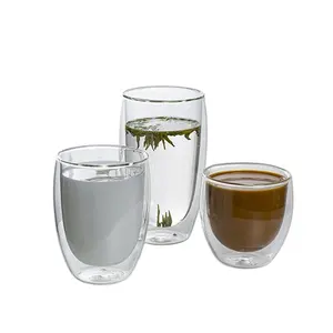 Wholesale Tasse En Verre Double Wall Glass Tea Milk Juice Coffee Cup Beer Glass Kupa Bardak Double-layer Prevent Scald Mugs