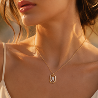 Kalung Huruf Awal Kustom Baja Anti Karat Berlapis Emas Liontin Zirkon Rantai Sambung Grosir Perhiasan Fashion untuk Wanita