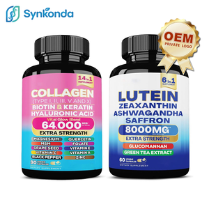 Lot de 2 flacons de capsules de collagène 14-en-1 et de lutéine 6-en-1 – Complément alimentaire végétal pour femmes pour un soutien quotidien - Product Image 1