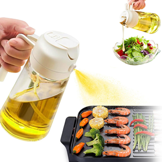 Multifunction 2 in 1 Oil Dispenser Bottle Olive Oil Sprayers Mister Oil Spray Bottle for Kitchen Cooking