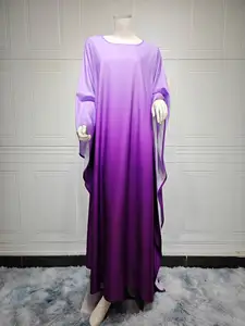 Wholesale Custom Dubai Abaya Kaftan Turkish Muslim Woman Modest Abaya Women Muslim Dress Satin Bisht Kimono Tie Dye Ombre Abaya