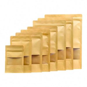 Sacs en papier kraft avec fermeture éclair étanches à l'humidité, sachets alimentaires avec fenêtre 16x22cm, pack promotionnel - Product Image 4