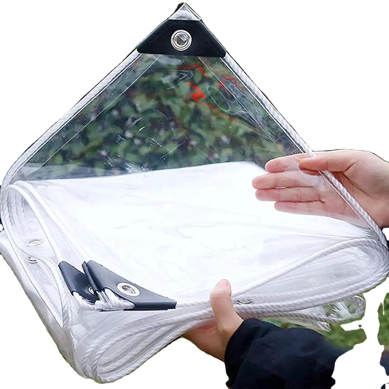 Bâches transparentes en PVC imperméable de 10 pieds x 13 pieds avec œillets Bâche transparente de camping en plein air robuste