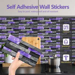 Pvc Marble Wall <b>Tiles</b> Purple Glossy Waterproof Peel Stick Backsplash <b>Stickers</b> <b>For</b> <b>Kitchen</b> China - Product Image 5