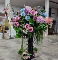 A-1595 Arbre de fleurs artificielles en soie, pivoine et rose, pas cher, pour intérieur, centres de table, décoration de mariage, petit arbre de fleurs artificielles en fausse rose