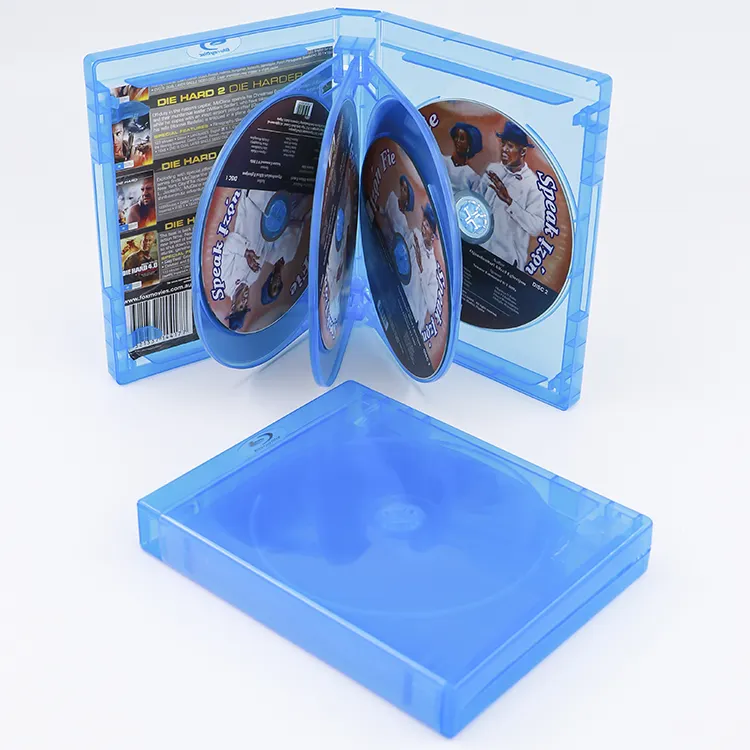 स्लिम 25MM 8-डिस्क ब्लू-रे बॉक्स डीवीडी सीडी मामले के साथ उभरा होता लोगो या चांदी लोगो फिल्म और फिल्म प्लास्टिक Bluray मामले