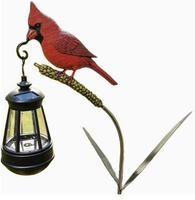 Décoration de jardin solaire en résine en forme d'oiseau cardinal avec lanterne suspendue, étanche, alimentée par énergie solaire, 95 cm, pour extérieur