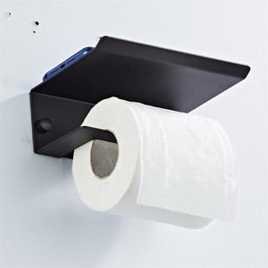 Set di ferramenta di fabbrica 4 pezzi porta telefono a parete porta rotolo di carta igienica nero acciaio inossidabile Set di accessori da bagno - Product Image 4