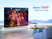 Mini Proyector Inteligente WiFi BT 1080p 4K para Teléfono Móvil, Pantalla Miracast LED, Cine en Casa, Reuniones al Aire Libre, Compatible con 3D, Sonido Estéreo HIFI Trasero