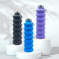 Bouteille d'eau pliable en silicone écologique et durable de grande capacité (700 ml) avec bouchon à boire directement pour la randonnée