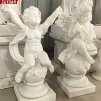 Statues de chérubins en marbre blanc naturel personnalisées, sculptures d'anges européennes pour la décoration de villas et d'hôtels, avec différentes poses, polies à la main